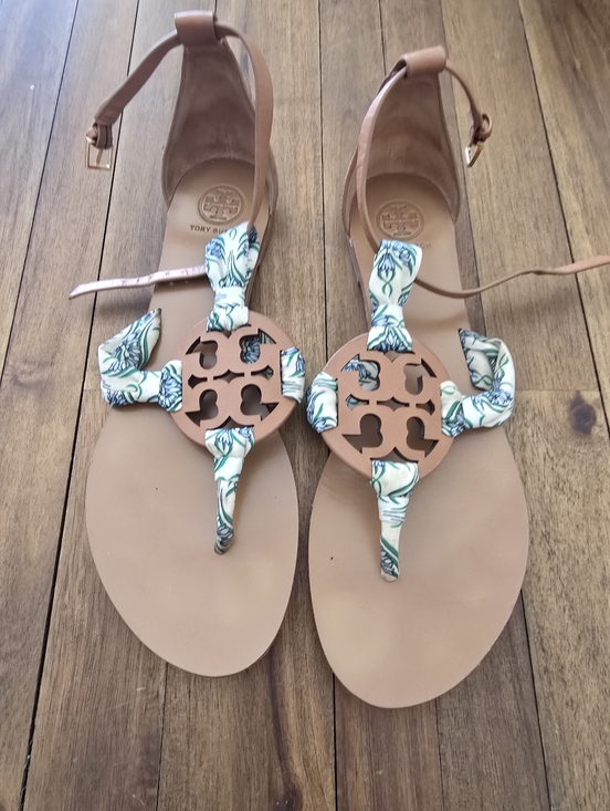 Tory Burch Shoes - Tory Burch Tan Leather Miller Scarf Sandals 8.5